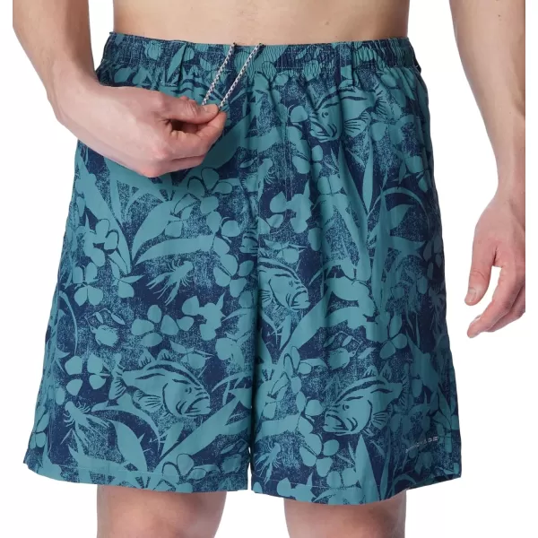 Columbia Mens Super Backcast Water ShortTranquil Teal Basstyle Print