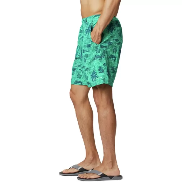 Columbia Mens Super Backcast Water ShortWinter Green Polynesian Print