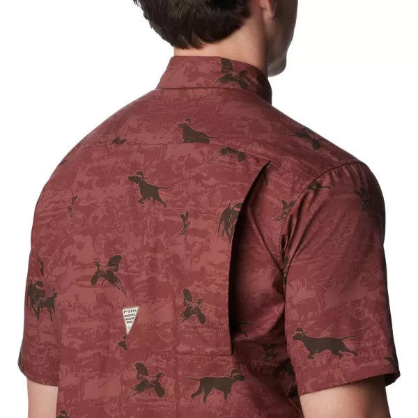 Columbia Mens Super Sharptail Ss ShirtRed Rocks Santa Dogs Print