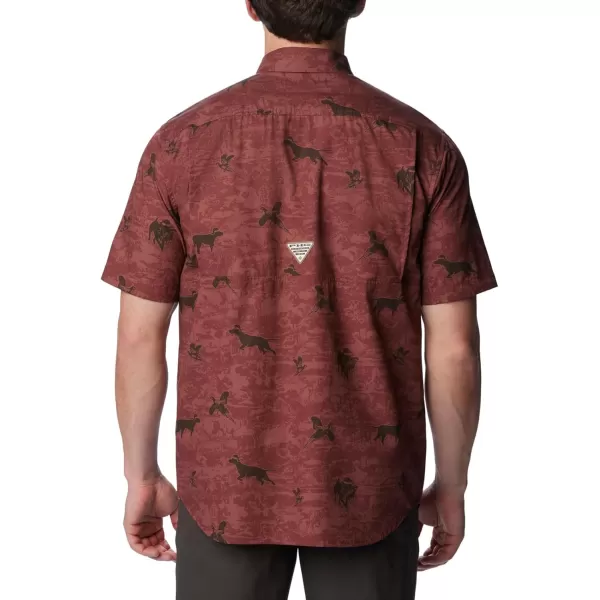 Columbia Mens Super Sharptail Ss ShirtRed Rocks Santa Dogs Print