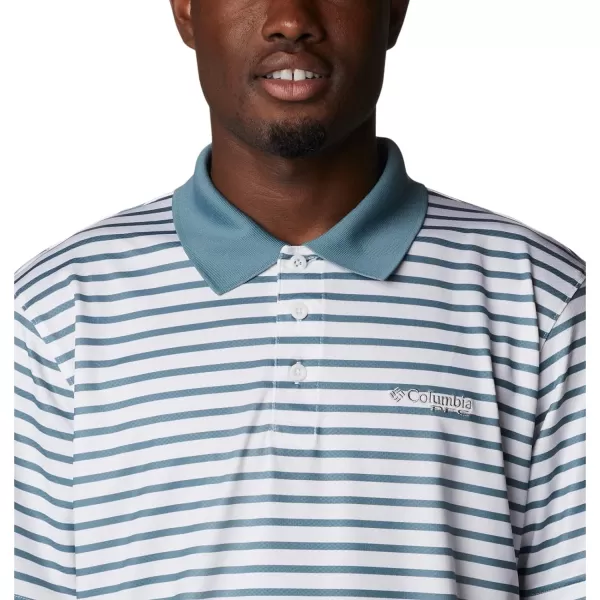 Columbia Mens Super Skiff Cast PoloMetalWhite Stripe