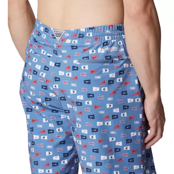 Columbia Mens Super Slack Tide Hybrid Water ShortBluestone Flags Up Print