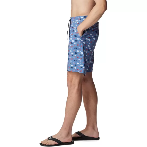 Columbia Mens Super Slack Tide Hybrid Water ShortBluestone Flags Up Print