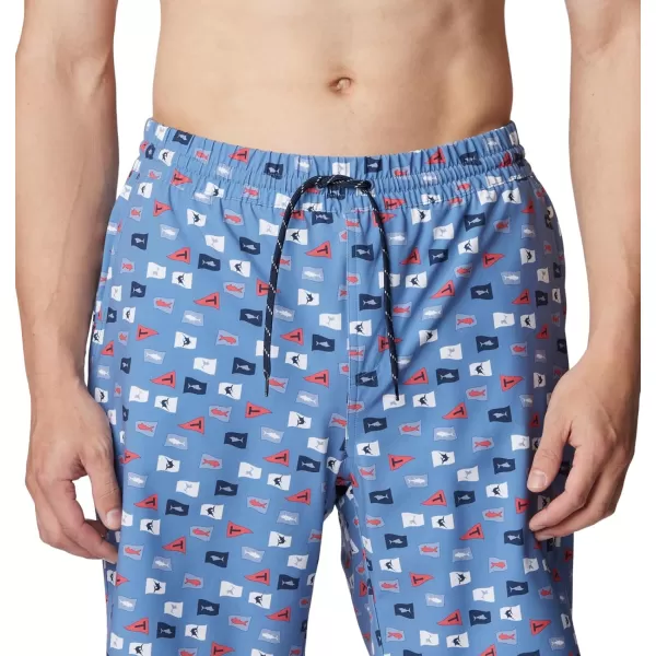 Columbia Mens Super Slack Tide Hybrid Water ShortBluestone Flags Up Print