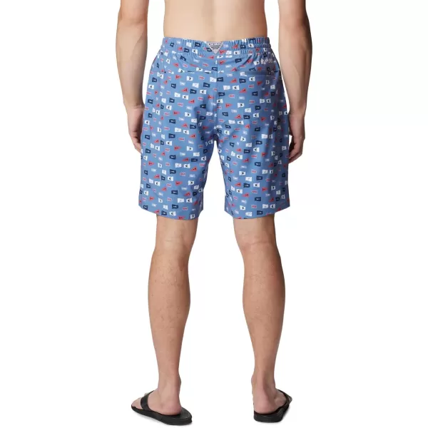 Columbia Mens Super Slack Tide Hybrid Water ShortBluestone Flags Up Print