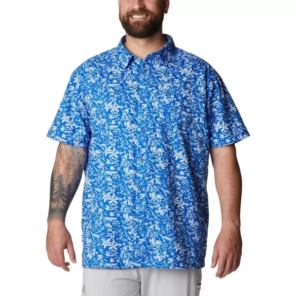 Columbia Mens Super Slack Tide ShirtBlue Macaw Kona Print