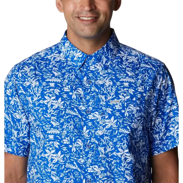 Columbia Mens Super Slack Tide ShirtBlue Macaw Kona Print