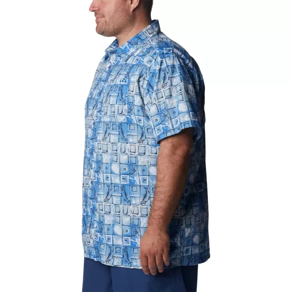 Columbia Mens Super Slack Tide ShirtBlue Macaw Trout Batik