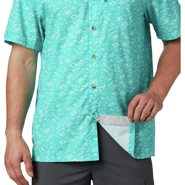 Columbia Mens Super Slack Tide ShirtBright Aqua Gamefish Print