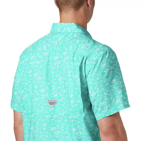 Columbia Mens Super Slack Tide ShirtBright Aqua Gamefish Print