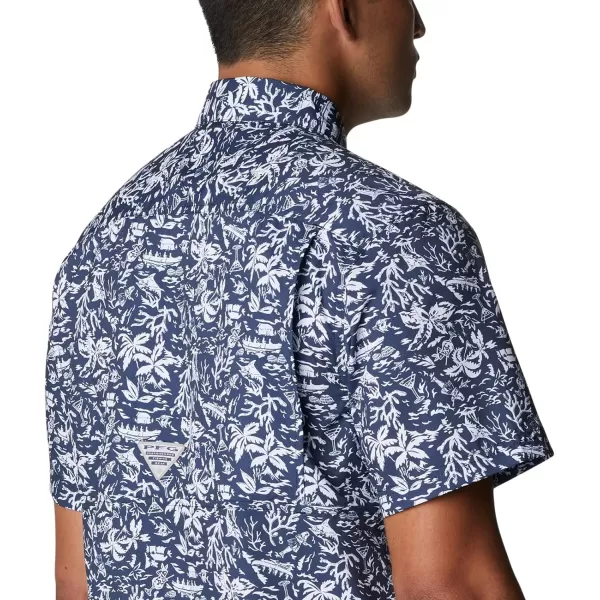 Columbia Mens Super Slack Tide ShirtCollegiate Navy Kona Print