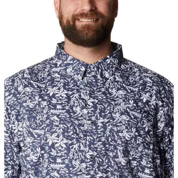 Columbia Mens Super Slack Tide ShirtCollegiate Navy Kona Print