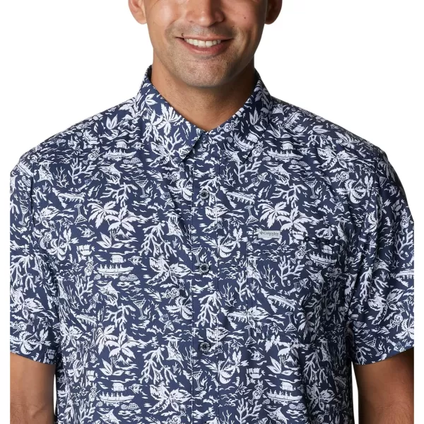 Columbia Mens Super Slack Tide ShirtCollegiate Navy Kona Print