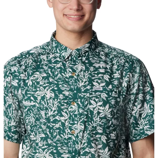 Columbia Mens Super Slack Tide ShirtDark Ivy Kona Kalikimaka Print