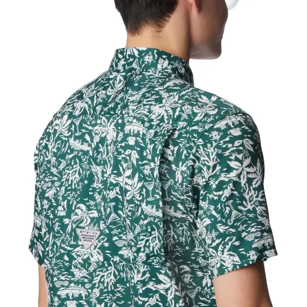 Columbia Mens Super Slack Tide ShirtDark Ivy Kona Kalikimaka Print