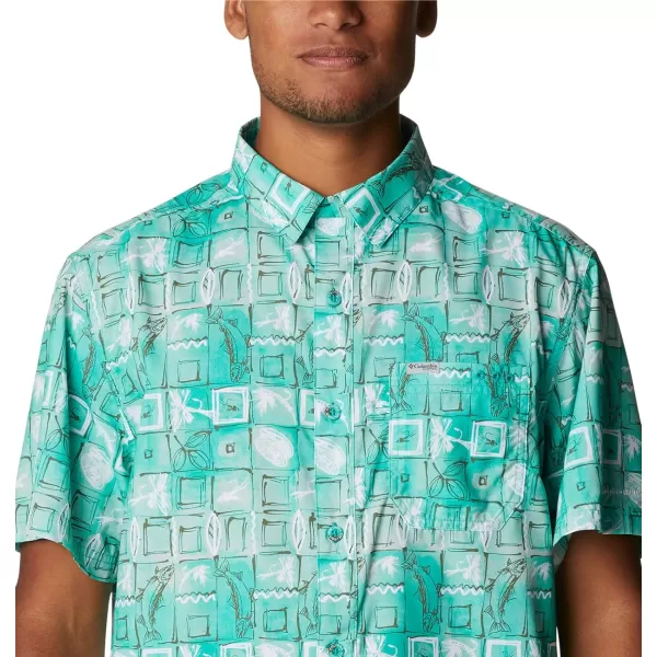 Columbia Mens Super Slack Tide ShirtElectric Turquoise Trout Batik