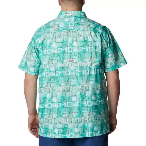 Columbia Mens Super Slack Tide ShirtElectric Turquoise Trout Batik