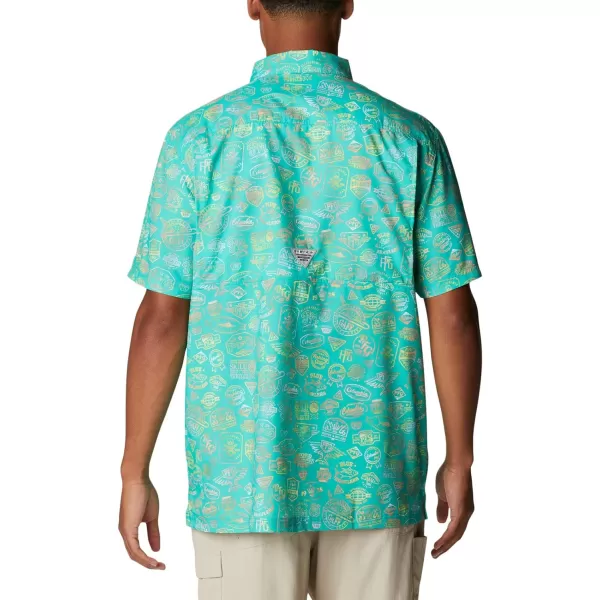 Columbia Mens Super Slack Tide ShirtElectric Turquoise Tye Dye Print