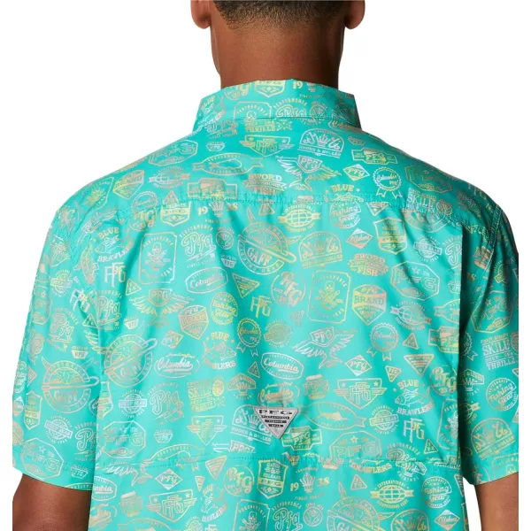 Columbia Mens Super Slack Tide ShirtElectric Turquoise Tye Dye Print