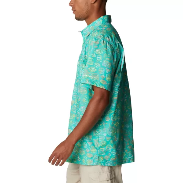 Columbia Mens Super Slack Tide ShirtElectric Turquoise Tye Dye Print