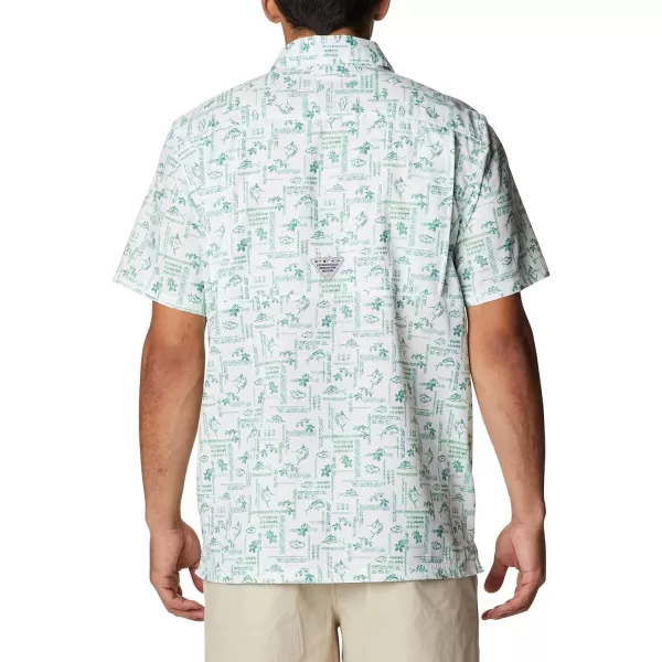 Columbia Mens Super Slack Tide ShirtLime Glow Island Graffiti Print