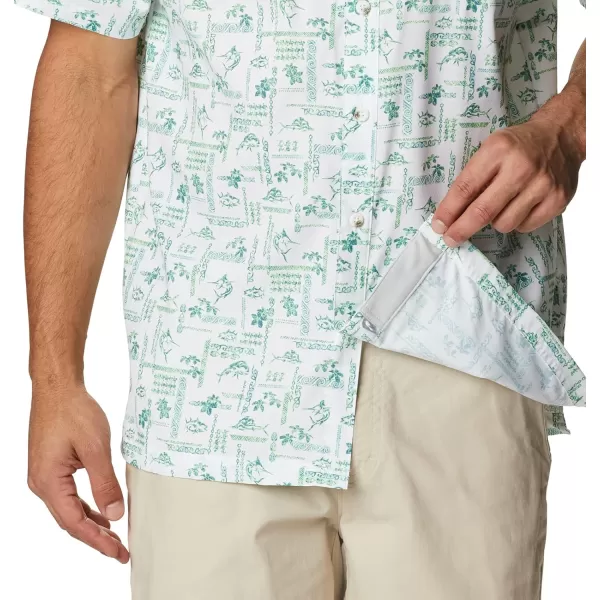 Columbia Mens Super Slack Tide ShirtLime Glow Island Graffiti Print