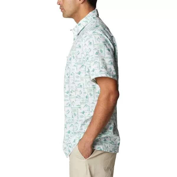 Columbia Mens Super Slack Tide ShirtLime Glow Island Graffiti Print