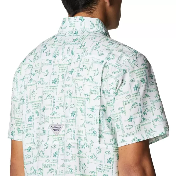 Columbia Mens Super Slack Tide ShirtLime Glow Island Graffiti Print