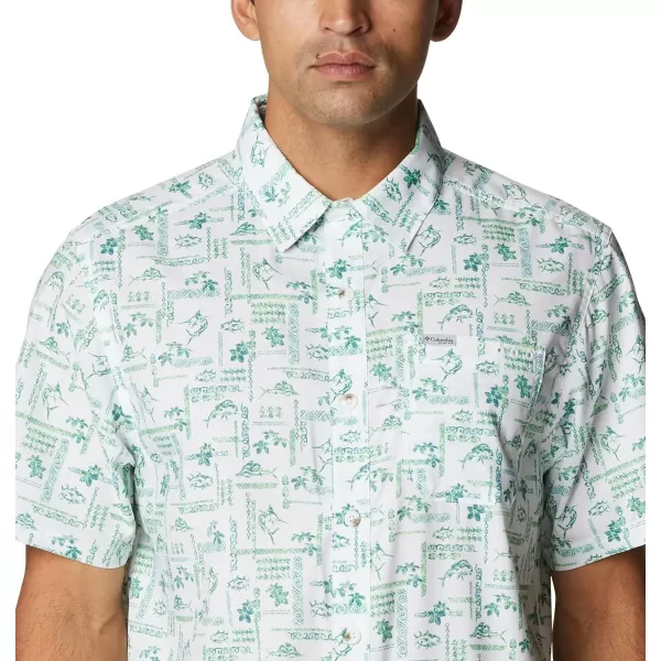 Columbia Mens Super Slack Tide ShirtLime Glow Island Graffiti Print