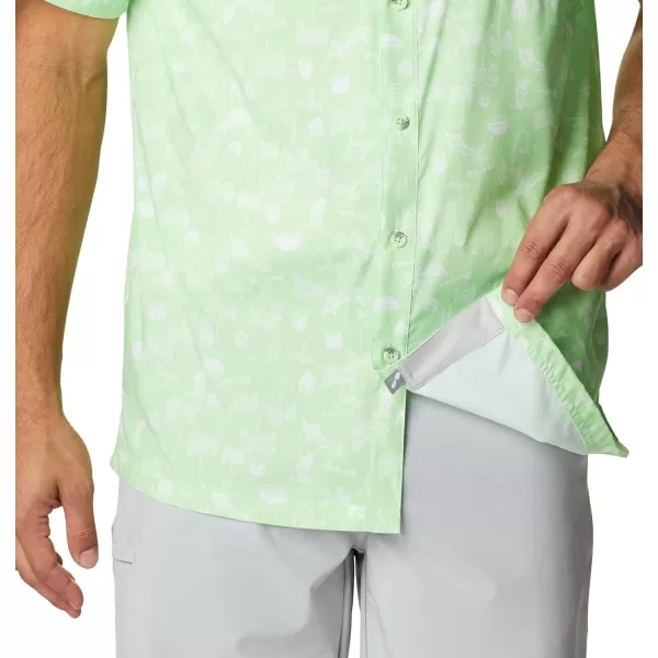 Columbia Mens Super Slack Tide ShirtLime Glow Santa Fishin Trip Print