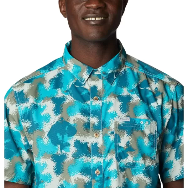 Columbia Mens Super Slack Tide ShirtOcean Teal Bass Camo