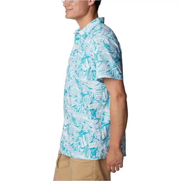 Columbia Mens Super Slack Tide ShirtOcean Teal Sailstroke