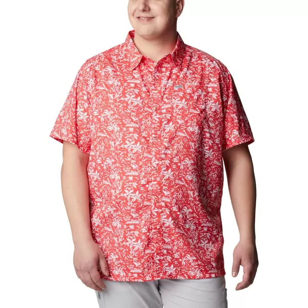 Columbia Mens Super Slack Tide ShirtRed Hibiscus Kona Print