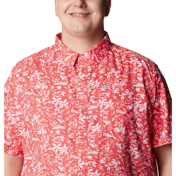 Columbia Mens Super Slack Tide ShirtRed Hibiscus Kona Print