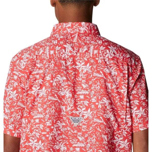 Columbia Mens Super Slack Tide ShirtRed Hibiscus Kona Print