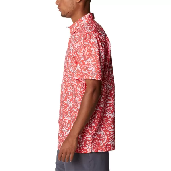 Columbia Mens Super Slack Tide ShirtRed Hibiscus Kona Print