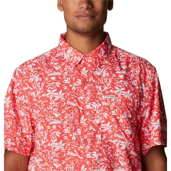 Columbia Mens Super Slack Tide ShirtRed Hibiscus Kona Print