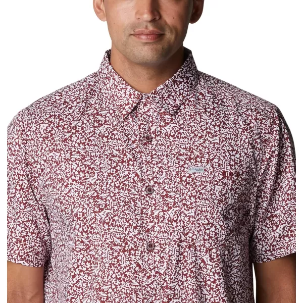 Columbia Mens Super Slack Tide ShirtRed Jasper Deepsea Medley