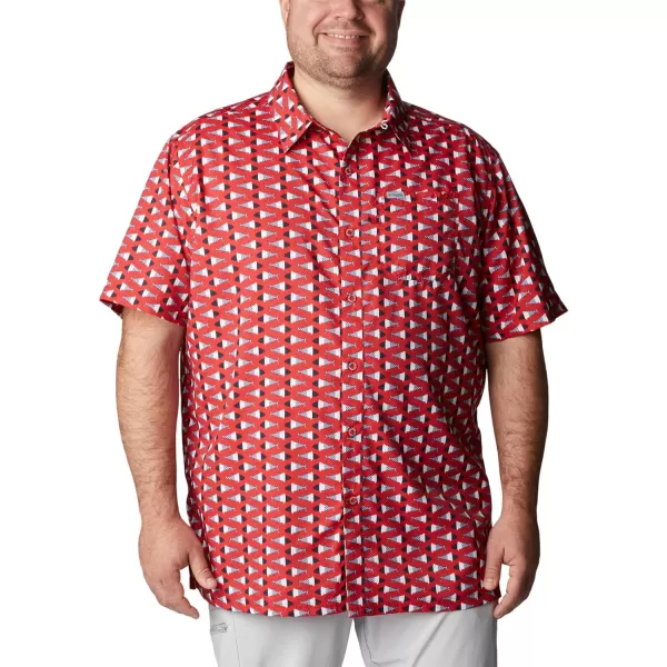 Columbia Mens Super Slack Tide ShirtRed Spark Fish Bobber Print