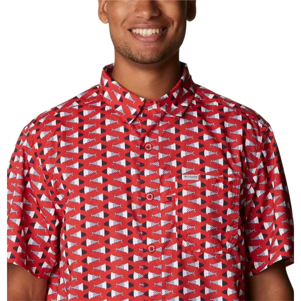 Columbia Mens Super Slack Tide ShirtRed Spark Fish Bobber Print