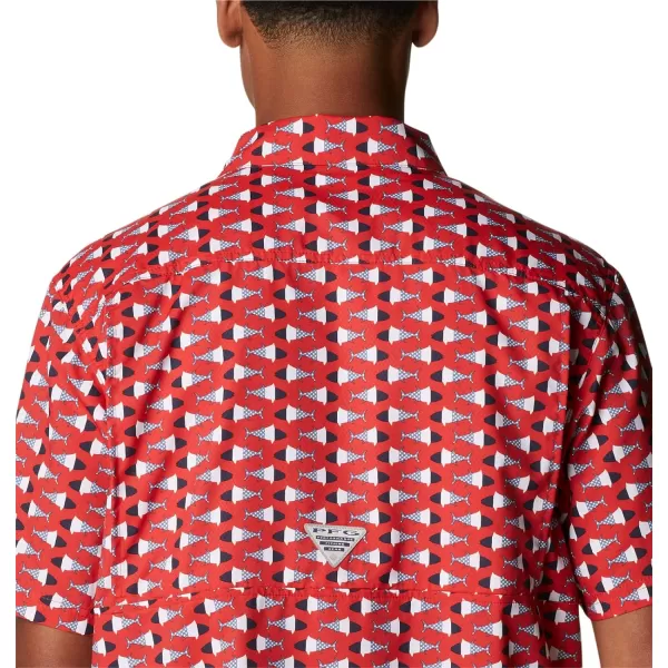 Columbia Mens Super Slack Tide ShirtRed Spark Fish Bobber Print