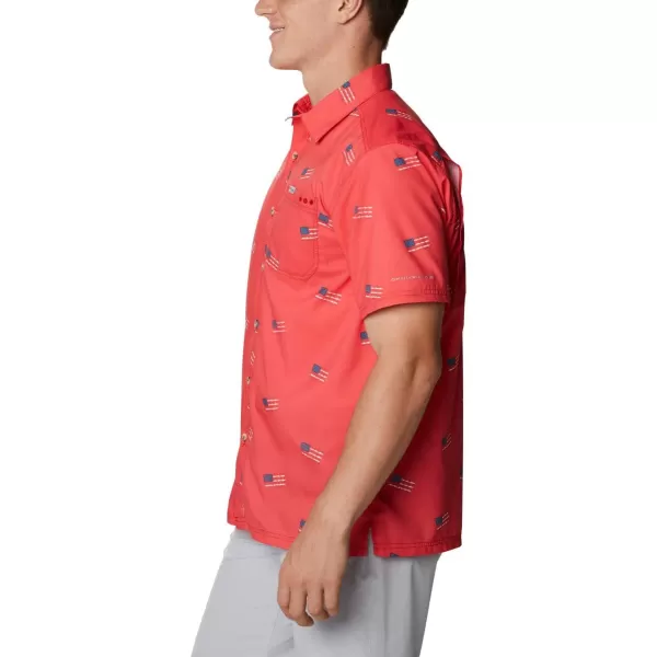 Columbia Mens Super Slack Tide ShirtRed Spark Fish Flag Print