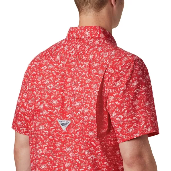 Columbia Mens Super Slack Tide ShirtRed Spark Gamefish Print