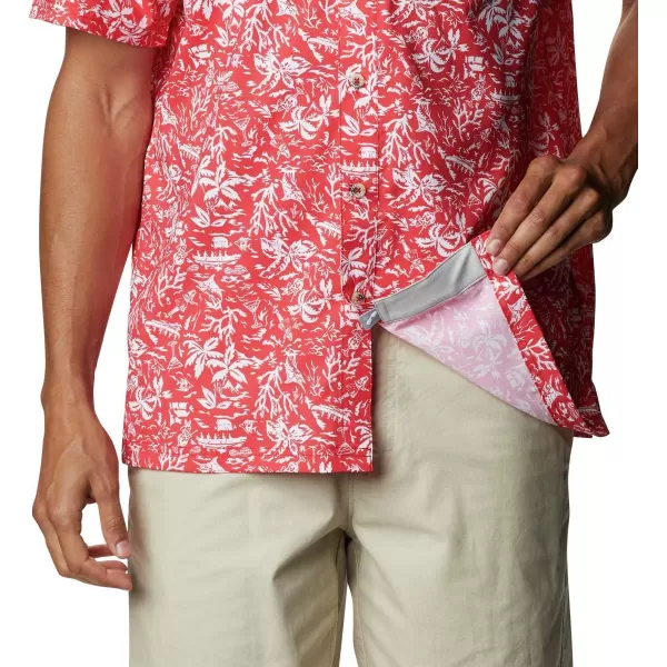 Columbia Mens Super Slack Tide ShirtRed Spark Kona Print