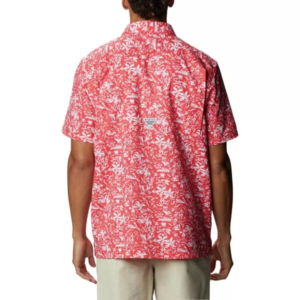 Columbia Mens Super Slack Tide ShirtRed Spark Kona Print