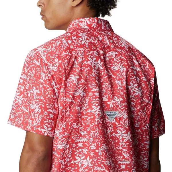 Columbia Mens Super Slack Tide ShirtRed Spark Kona Print