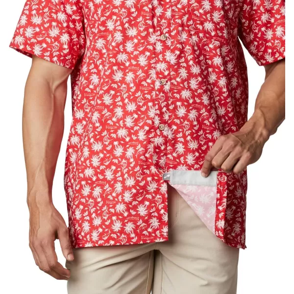 Columbia Mens Super Slack Tide ShirtRed Spark Marlin Palms Print