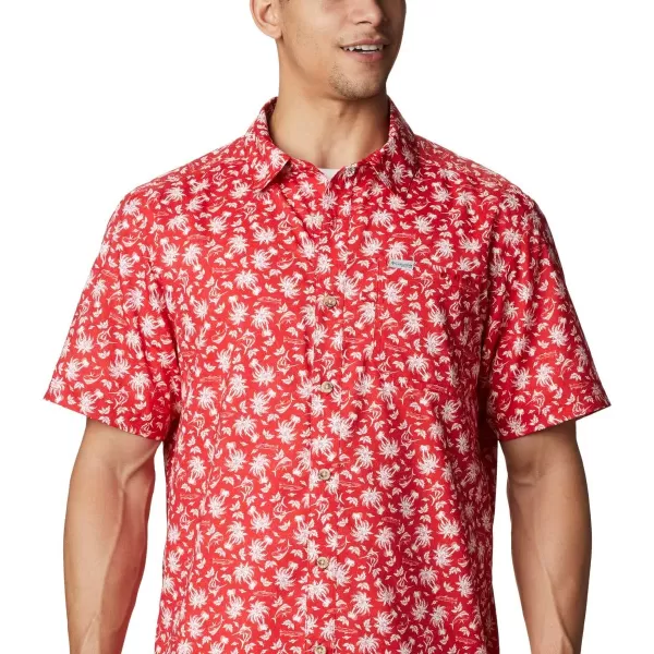 Columbia Mens Super Slack Tide ShirtRed Spark Marlin Palms Print