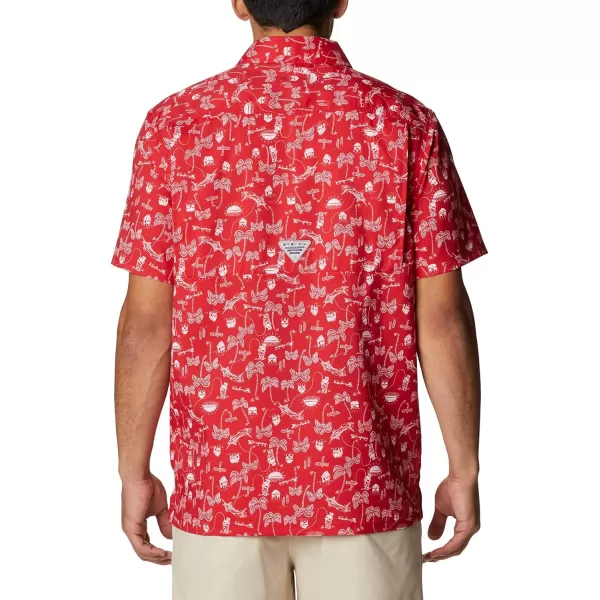 Columbia Mens Super Slack Tide ShirtRed Spark Santa Fishin Trip Print