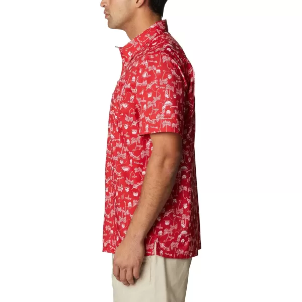 Columbia Mens Super Slack Tide ShirtRed Spark Santa Fishin Trip Print